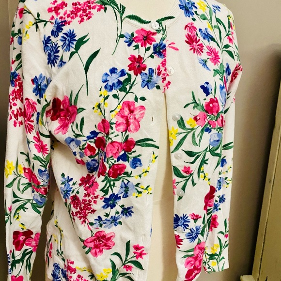 Karen Scott Floral Cardigan Size L - Picture 2 of 4